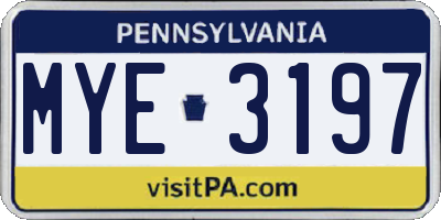 PA license plate MYE3197