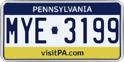 PA license plate MYE3199