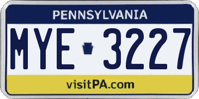 PA license plate MYE3227