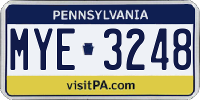PA license plate MYE3248