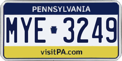 PA license plate MYE3249