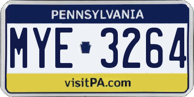 PA license plate MYE3264