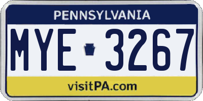 PA license plate MYE3267