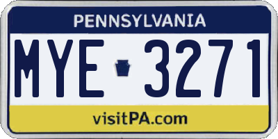 PA license plate MYE3271