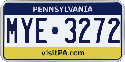 PA license plate MYE3272