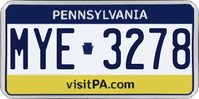 PA license plate MYE3278