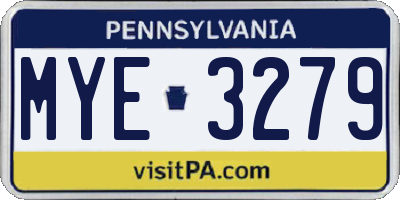PA license plate MYE3279