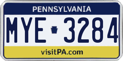 PA license plate MYE3284