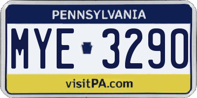 PA license plate MYE3290