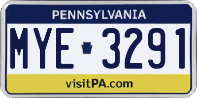 PA license plate MYE3291