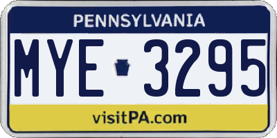 PA license plate MYE3295