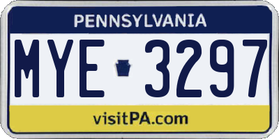 PA license plate MYE3297