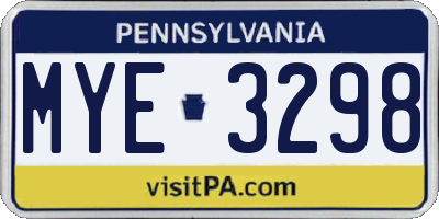 PA license plate MYE3298