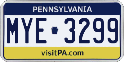 PA license plate MYE3299