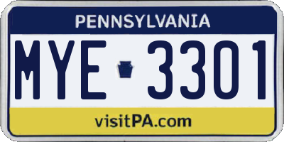 PA license plate MYE3301