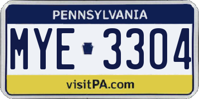 PA license plate MYE3304