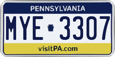 PA license plate MYE3307