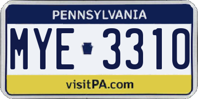 PA license plate MYE3310