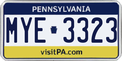 PA license plate MYE3323