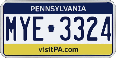 PA license plate MYE3324