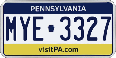 PA license plate MYE3327