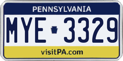 PA license plate MYE3329