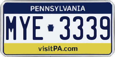 PA license plate MYE3339