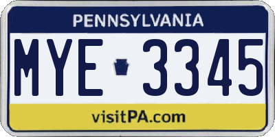 PA license plate MYE3345