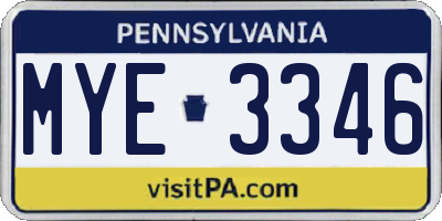 PA license plate MYE3346