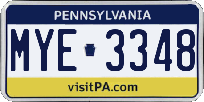 PA license plate MYE3348