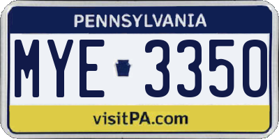 PA license plate MYE3350