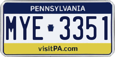 PA license plate MYE3351