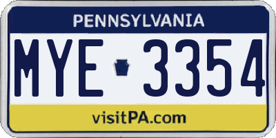 PA license plate MYE3354
