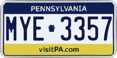 PA license plate MYE3357