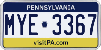 PA license plate MYE3367