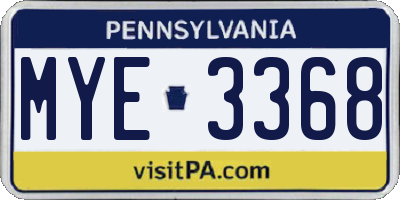 PA license plate MYE3368