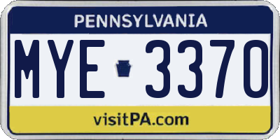 PA license plate MYE3370