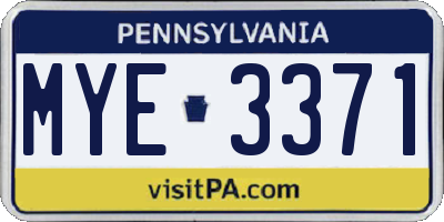 PA license plate MYE3371