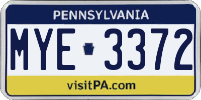 PA license plate MYE3372