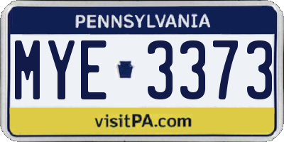 PA license plate MYE3373