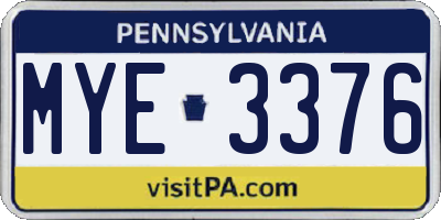PA license plate MYE3376