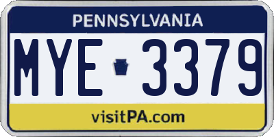 PA license plate MYE3379