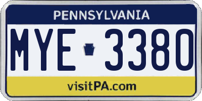 PA license plate MYE3380