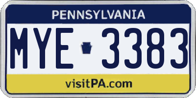 PA license plate MYE3383