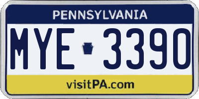 PA license plate MYE3390