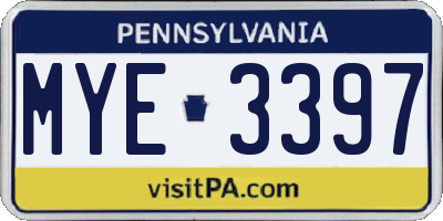 PA license plate MYE3397
