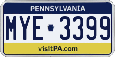 PA license plate MYE3399