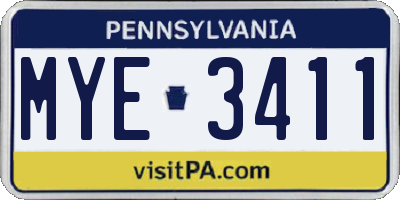 PA license plate MYE3411