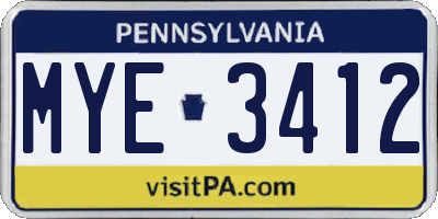 PA license plate MYE3412