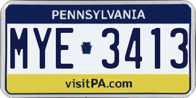 PA license plate MYE3413